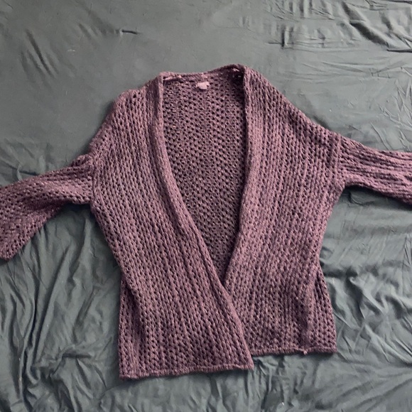 aerie Sweaters - Open-Knit Dark Gray Sweater Cardigan